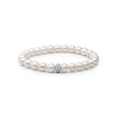 Bratara perle naturale albe si element argint cu pietre DiAmanti 234-111B-G